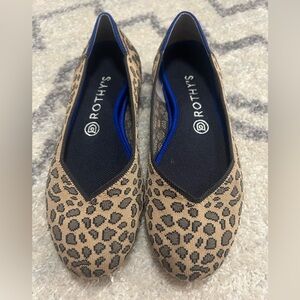 Rothy's Retired The Round Toe Leopard Print Slip On Ballet Flats Retired SZ 8.5